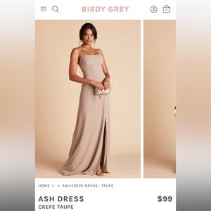 NEW IN BAG! Birdy Grey bridesmaid dress - style: Ashe (crepe), in color Taupe.
